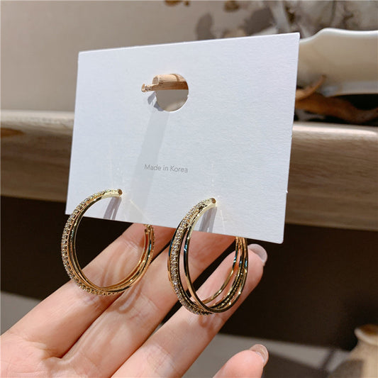Koyace Fully Drilled Three-layer Metal Hoop Earring