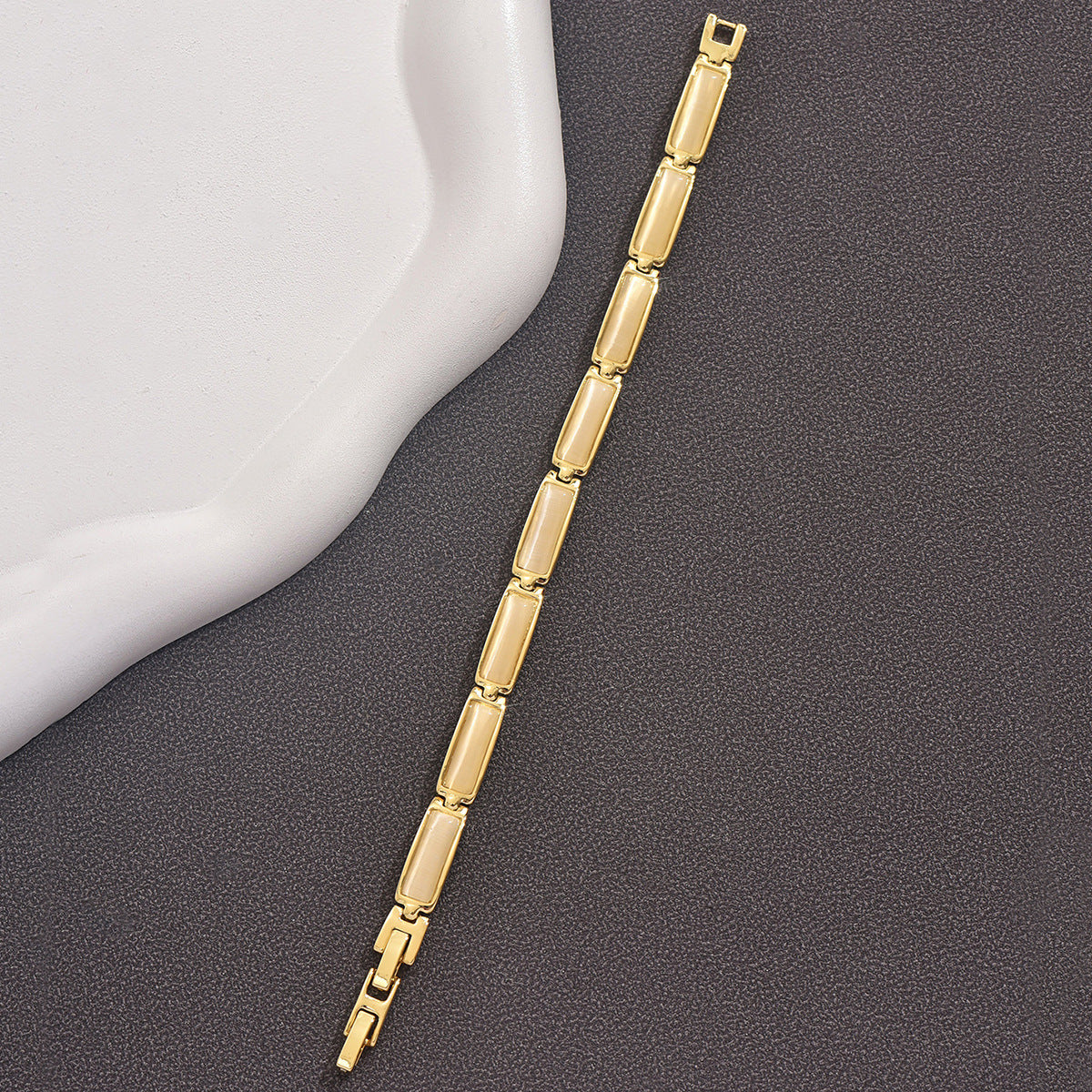 Koyace Geometric Rose Gold Cat's Eye Stone Bracelet