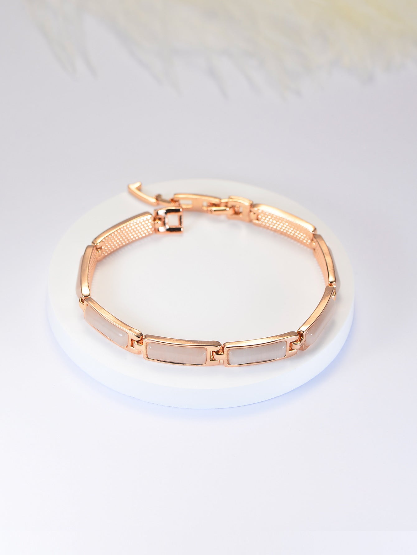 Koyace Geometric Rose Gold Cat's Eye Stone Bracelet