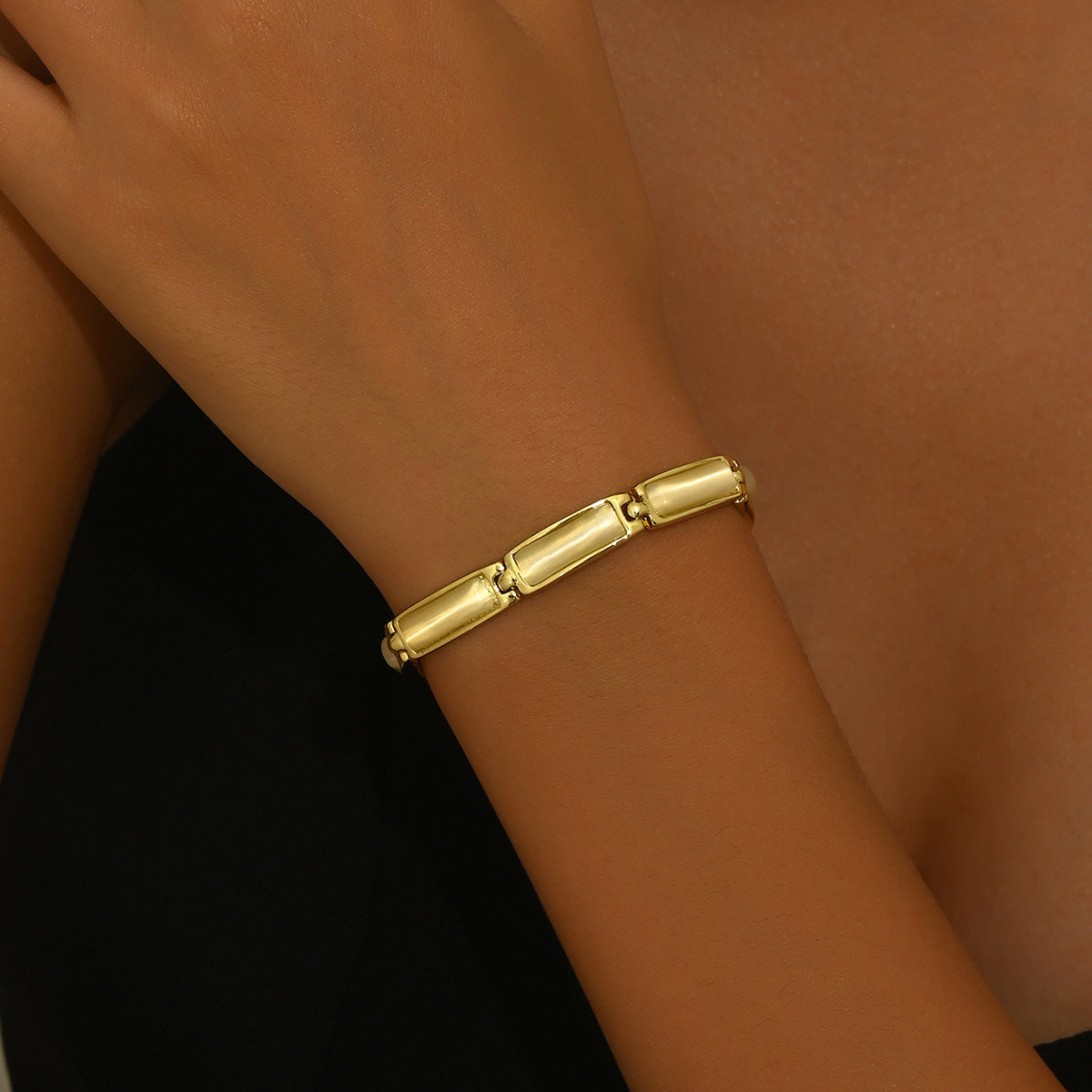Koyace Geometric Rose Gold Cat's Eye Stone Bracelet