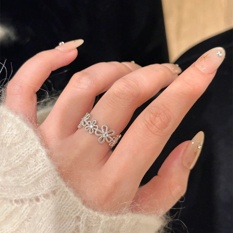 Koyace Hollowed-out Flower Lace Garland Open Ring