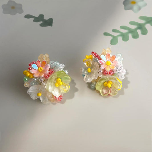 Koyace Hydrangea Colorful Beaded Stud Earrings