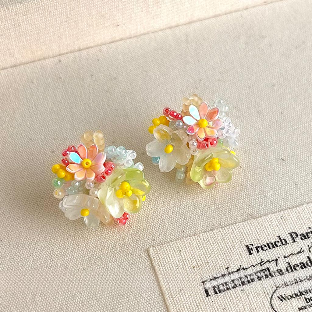 Koyace Hydrangea Colorful Beaded Stud Earrings
