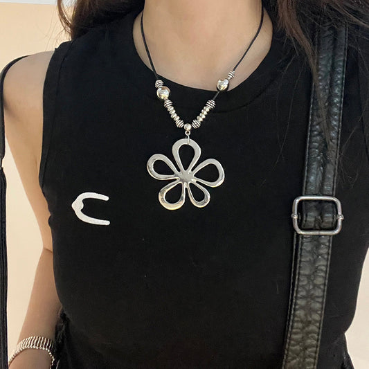 Koyace Irregular Metal Flower Pendant Necklace