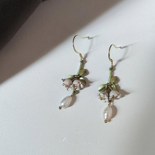 Koyace Lily of the Valley Freshwater Pearl Green Earrings