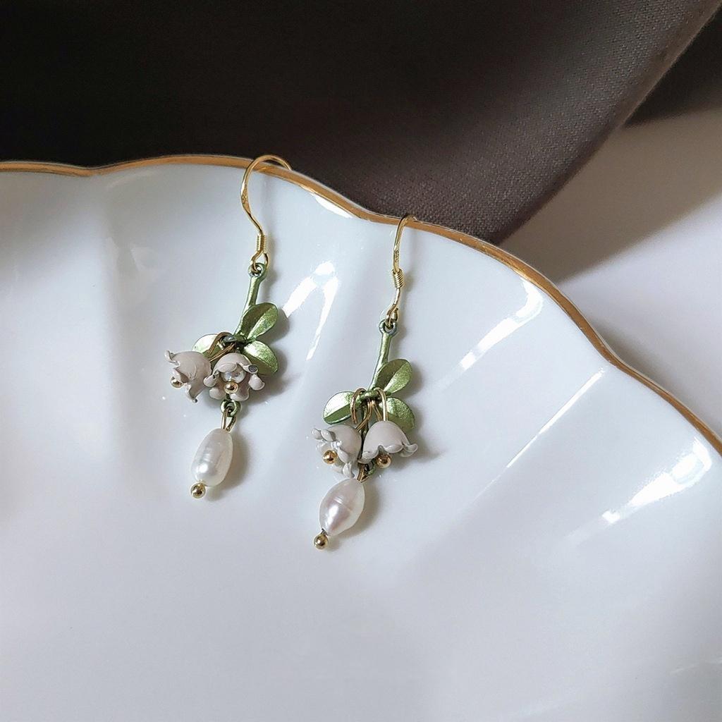 Koyace Lily of the Valley Freshwater Pearl Green Earrings