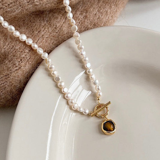 Koyace Maillard Tiger's Eye Baroque Pearl Necklace