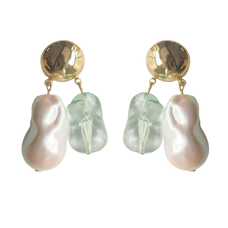 Koyace Marine-style Baroque Pearl Crystal Resin Tassel Earrings