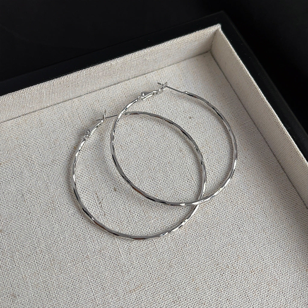 Koyace Metal Circular Twisted Large Ear Rings