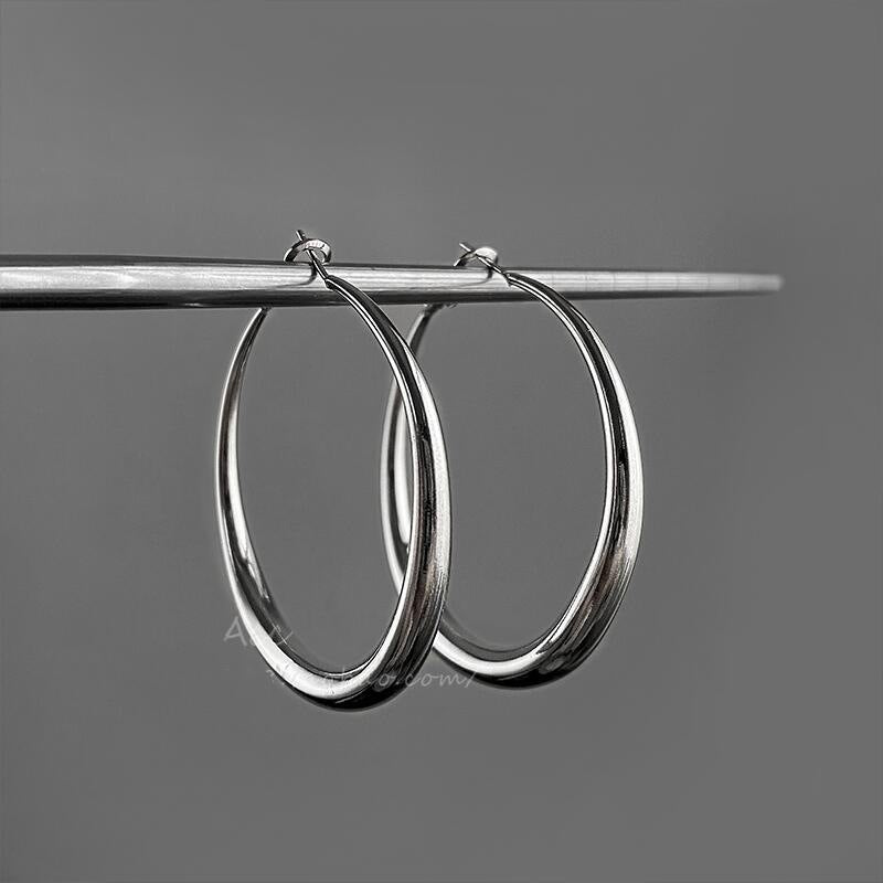 Koyace Metal Exaggerated Thick-rimmed Large Ring Earrings