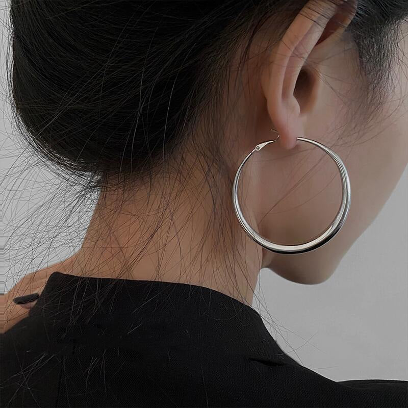 Koyace Metal Exaggerated Thick-rimmed Large Ring Earrings