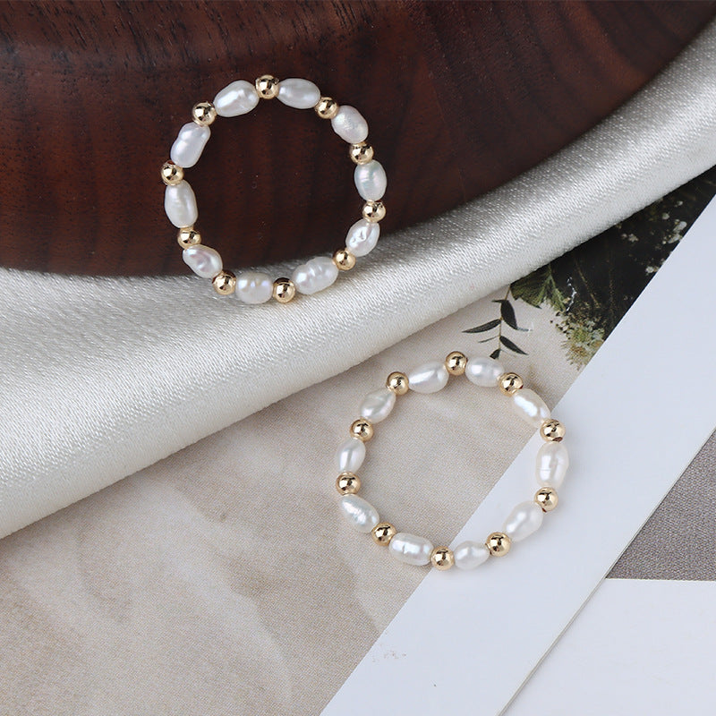 Koyace Millet Beads 14K Inlaid Gold Ring