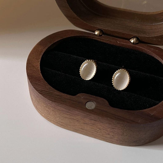 Koyace Mini Glass Cat's Eye Stone Stud Earrings