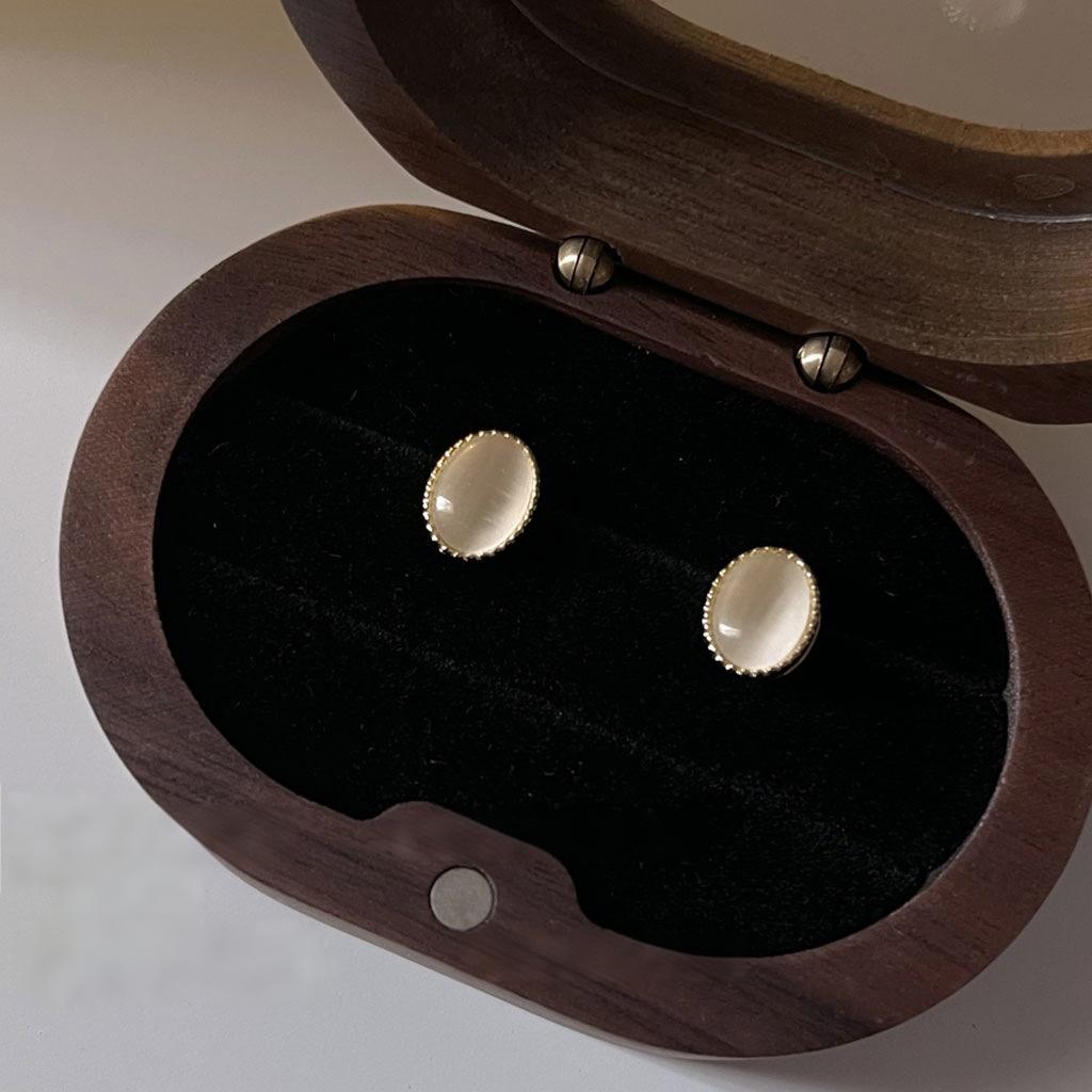 Koyace Mini Glass Cat's Eye Stone Stud Earrings