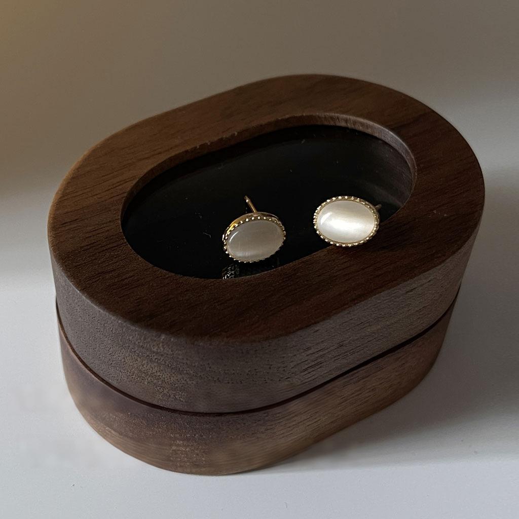 Koyace Mini Glass Cat's Eye Stone Stud Earrings