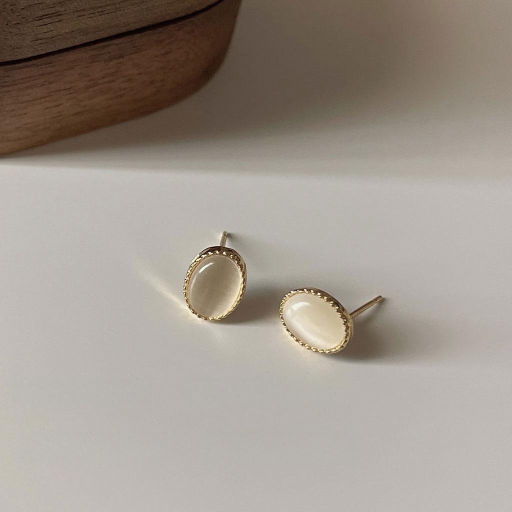 Koyace Mini Glass Cat's Eye Stone Stud Earrings