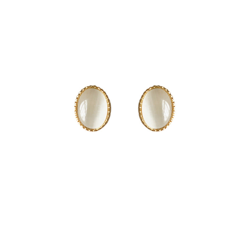 Koyace Mini Glass Cat's Eye Stone Stud Earrings
