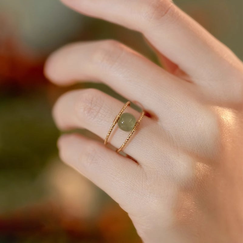 Koyace Natural Hetian Jade Freshwater Pearl Ring