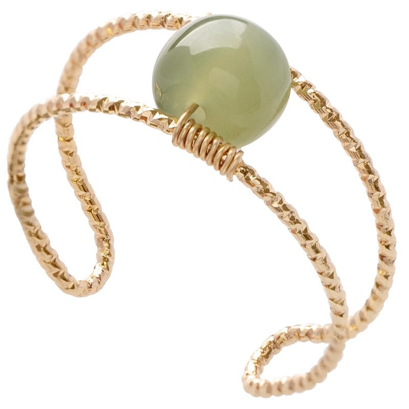 Koyace Natural Hetian Jade Freshwater Pearl Ring