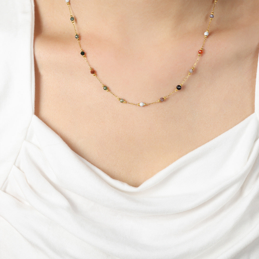 Koyace Natural Stone Rainbow Beaded Necklace & Bracelet
