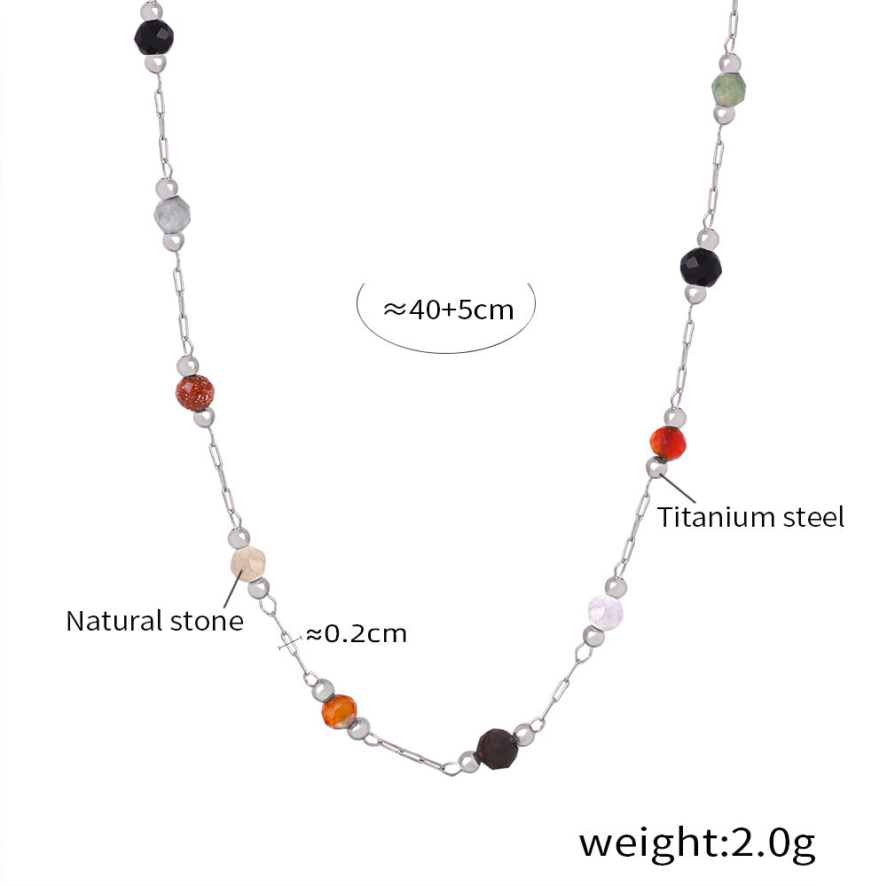 Koyace Natural Stone Rainbow Beaded Necklace & Bracelet