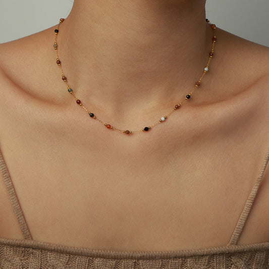 Koyace Natural Stone Rainbow Beaded Necklace & Bracelet