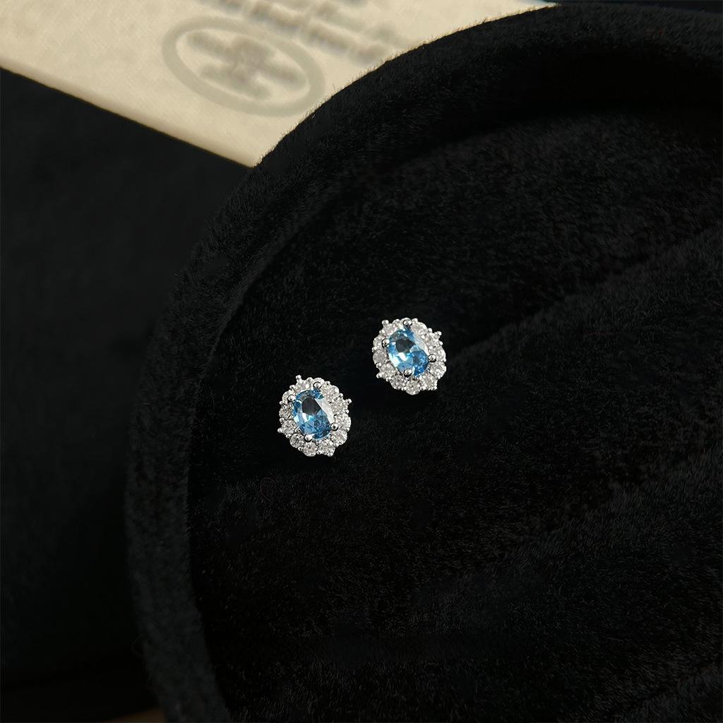 Koyace Oval Aquamarine Zircon Stud Earrings
