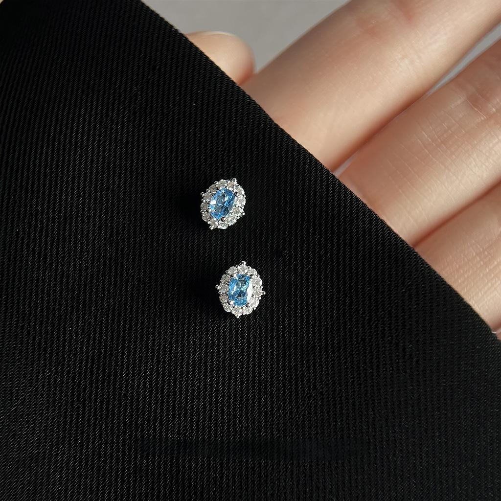 Koyace Oval Aquamarine Zircon Stud Earrings