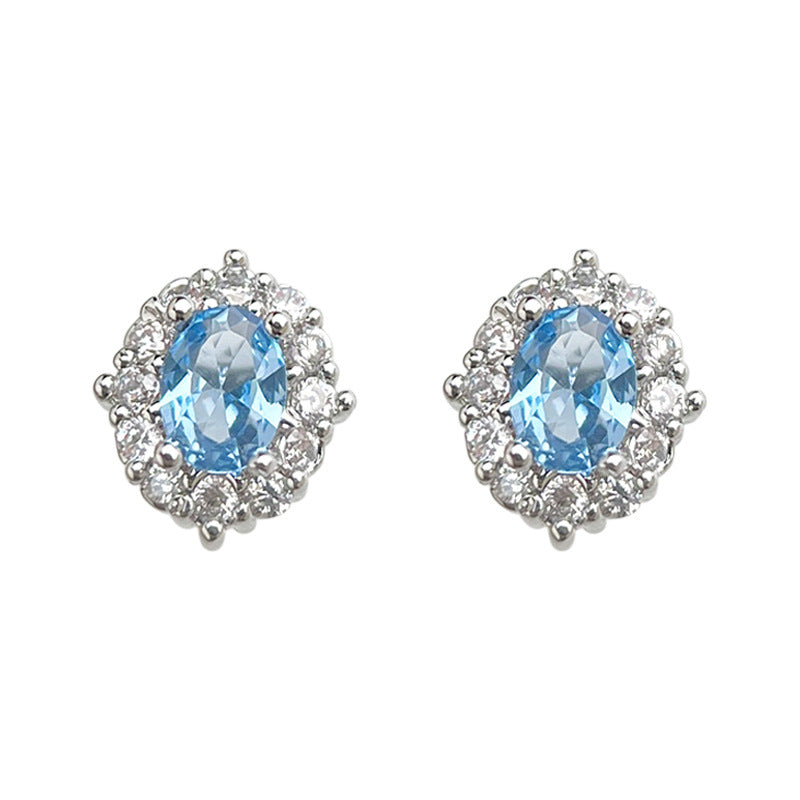 Koyace Oval Aquamarine Zircon Stud Earrings