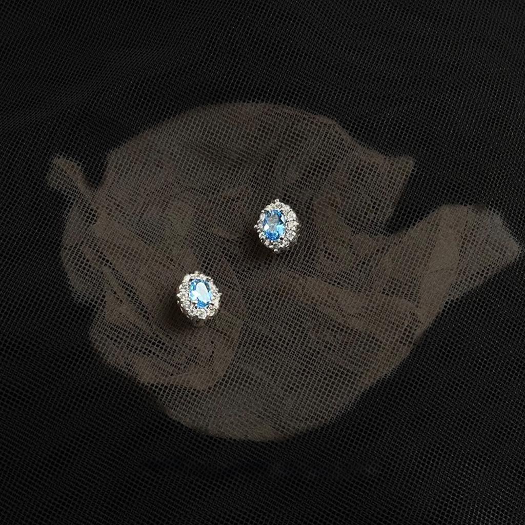 Koyace Oval Aquamarine Zircon Stud Earrings