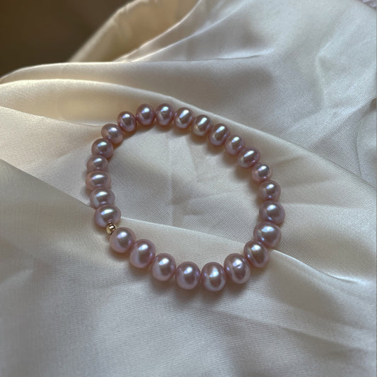 Koyace Pinkish-purple Oval Beaded Pearl Bracelet