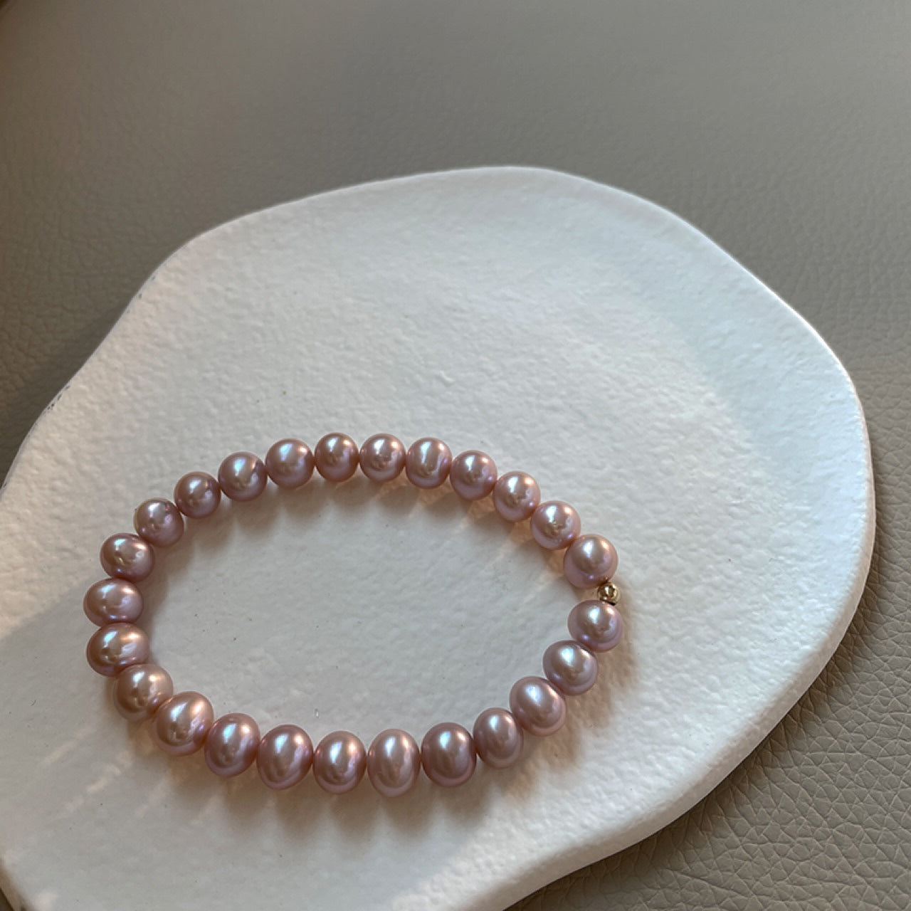 Koyace Pinkish-purple Oval Beaded Pearl Bracelet