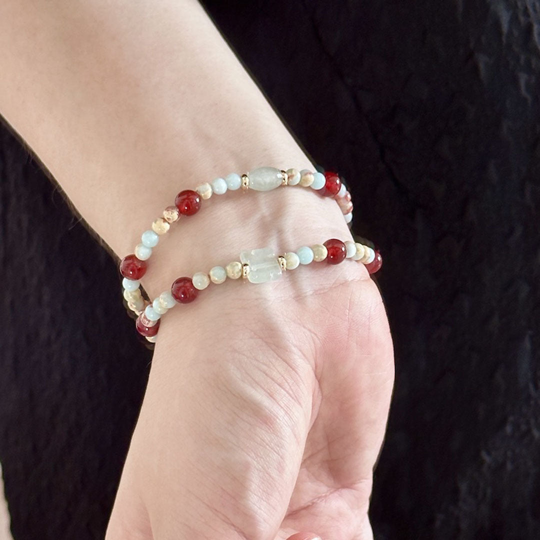 Koyace Red Agate Agalmatolite Wealth Wish Bracelet