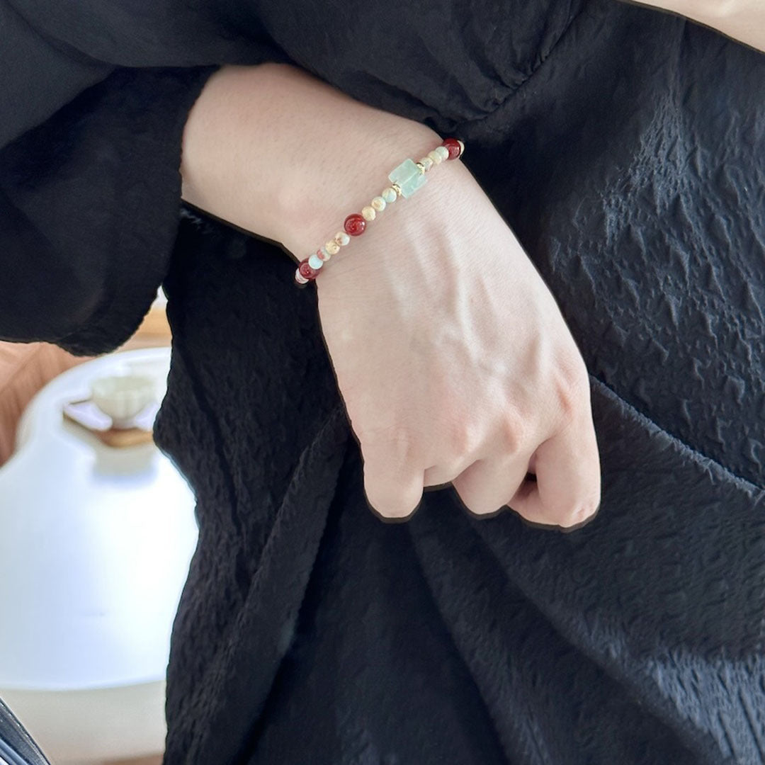 Koyace Red Agate Agalmatolite Wealth Wish Bracelet
