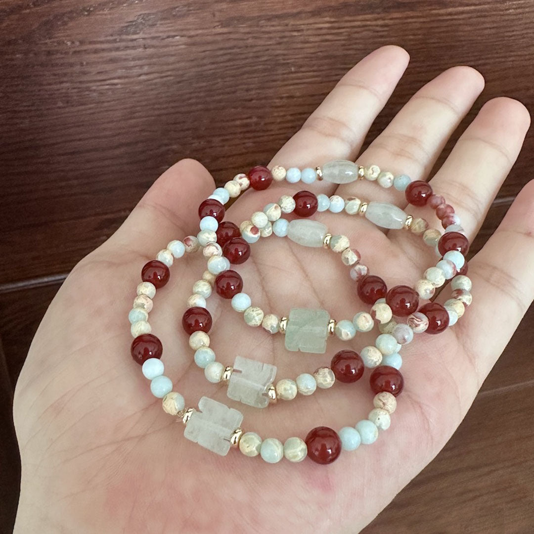 Koyace Red Agate Agalmatolite Wealth Wish Bracelet