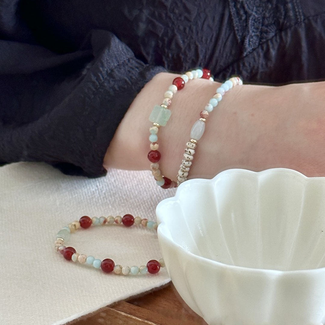 Koyace Red Agate Agalmatolite Wealth Wish Bracelet