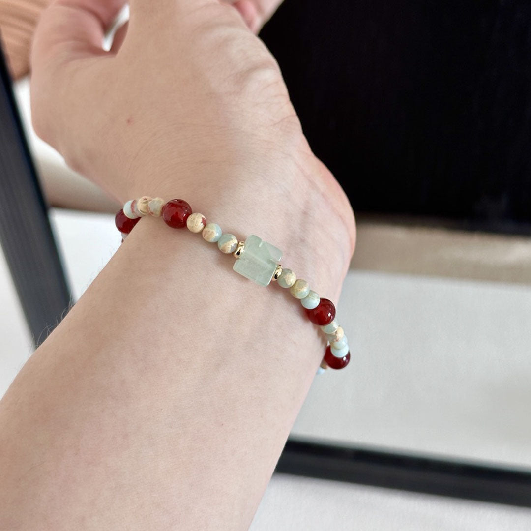 Koyace Red Agate Agalmatolite Wealth Wish Bracelet