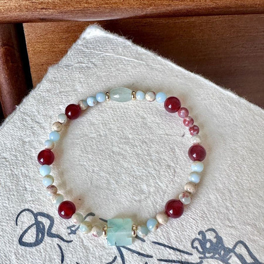 Koyace Red Agate Agalmatolite Wealth Wish Bracelet