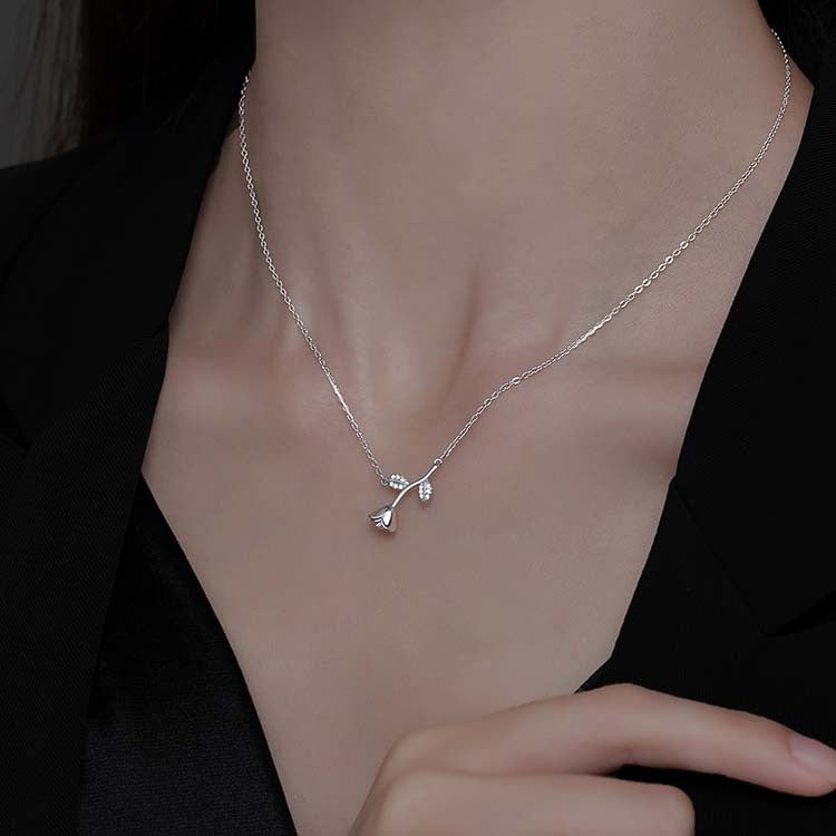 Koyace Rose Diamond Pure Silver Necklace