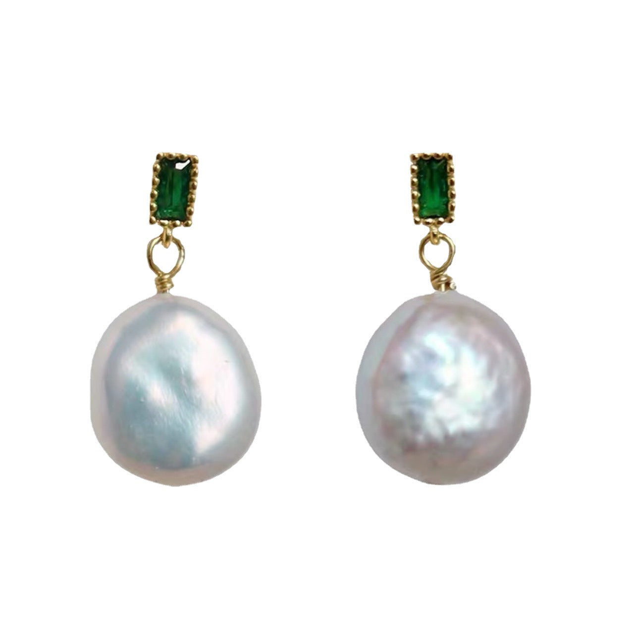 Koyace Round Baroque Pearl Pendant Earrings