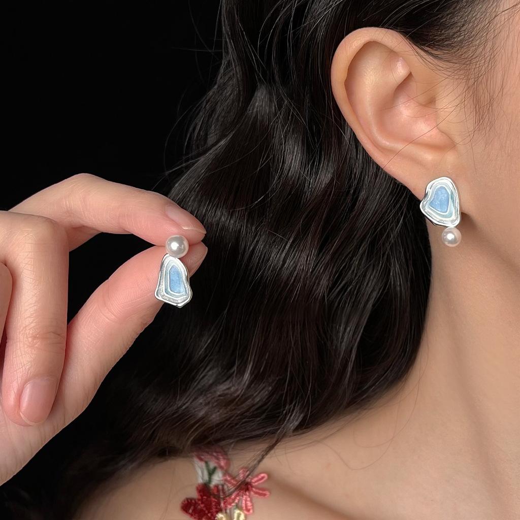 Koyace Salt Lake Drip Glaze Asymmetrical Earrings