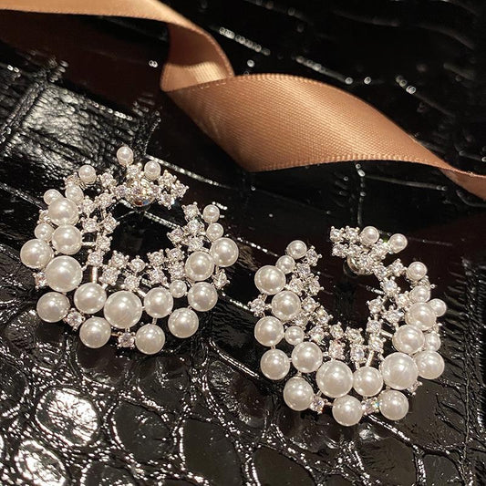 Koyace Shiny Multi-pearl Zircon Wreath Earrings