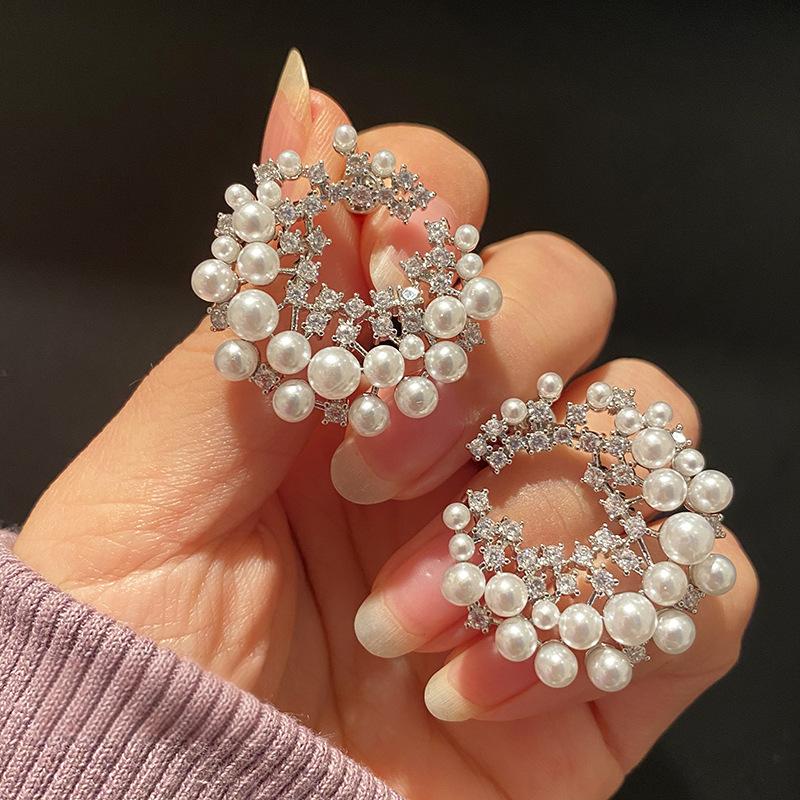 Koyace Shiny Multi-pearl Zircon Wreath Earrings