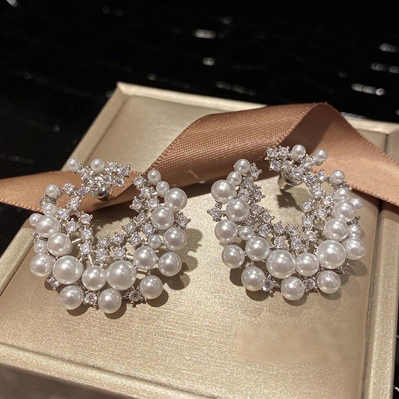 Koyace Shiny Multi-pearl Zircon Wreath Earrings