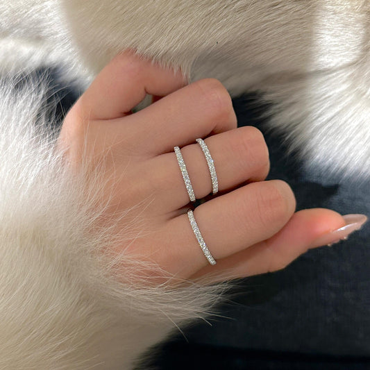 Koyace Small Half-Circle Stacked Row Diamond Ring S925 Pure Silver