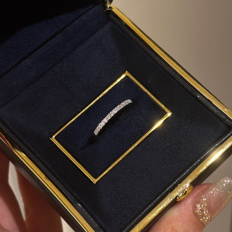 Koyace Small Half-Circle Stacked Row Diamond Ring S925 Pure Silver
