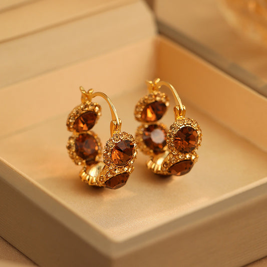Koyace Sparkling Champagne-colored Rhinestone Earrings