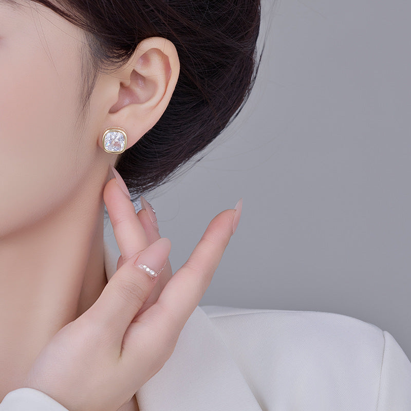 Koyace Square Sparkling Large Zircon Earrings