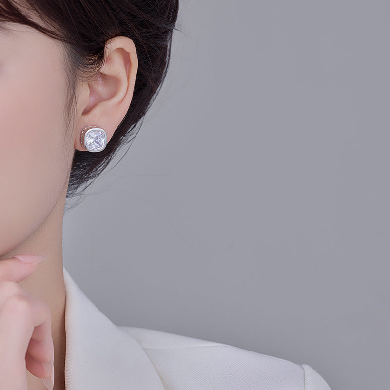 Koyace Square Sparkling Large Zircon Earrings