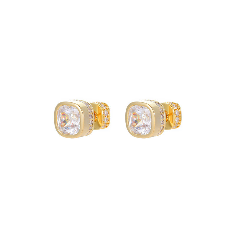 Koyace Square Sparkling Large Zircon Earrings